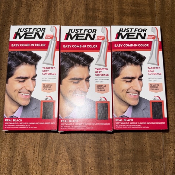 3 Pack-Just For Men Autostop A-55 Hair Dye - Real Black - Picture 1 of 6